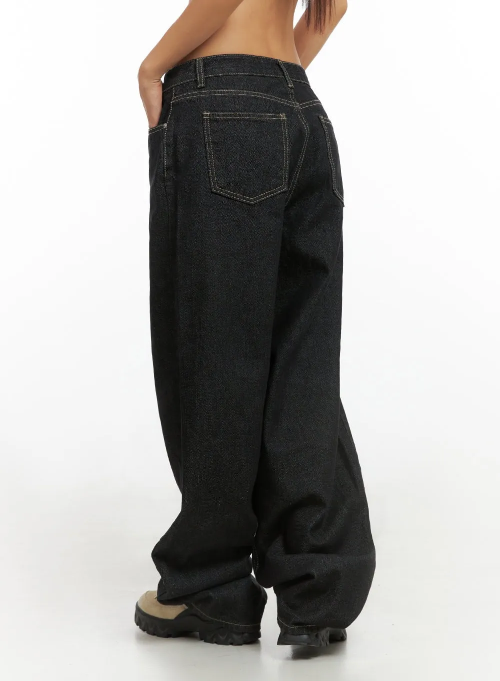 Clover Stitched Baggy Jeans IS402 sold by Lewkin product image thumbnail 5