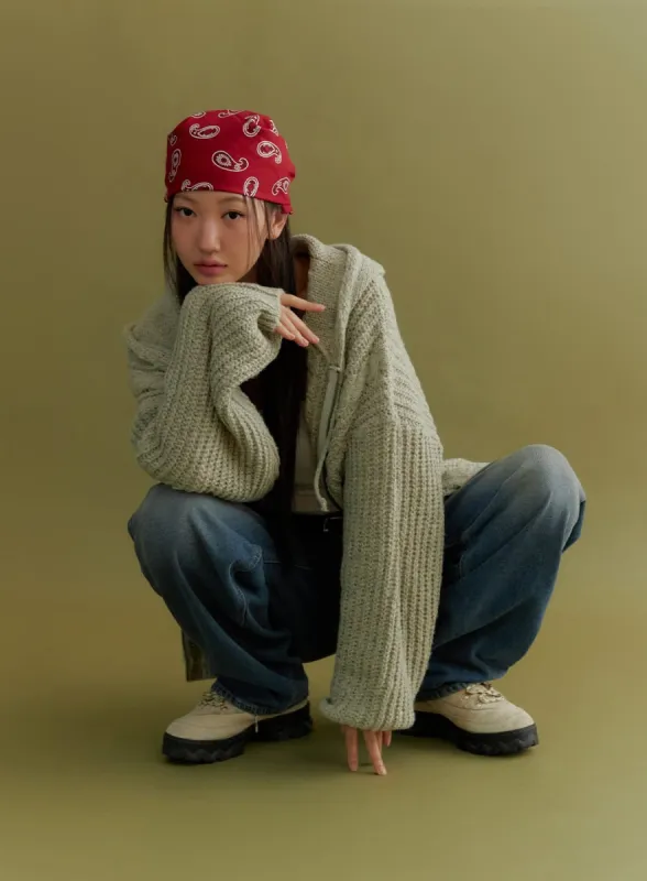 Oversized Cable Knit Hooded Sweater IS402 sold by Lewkin