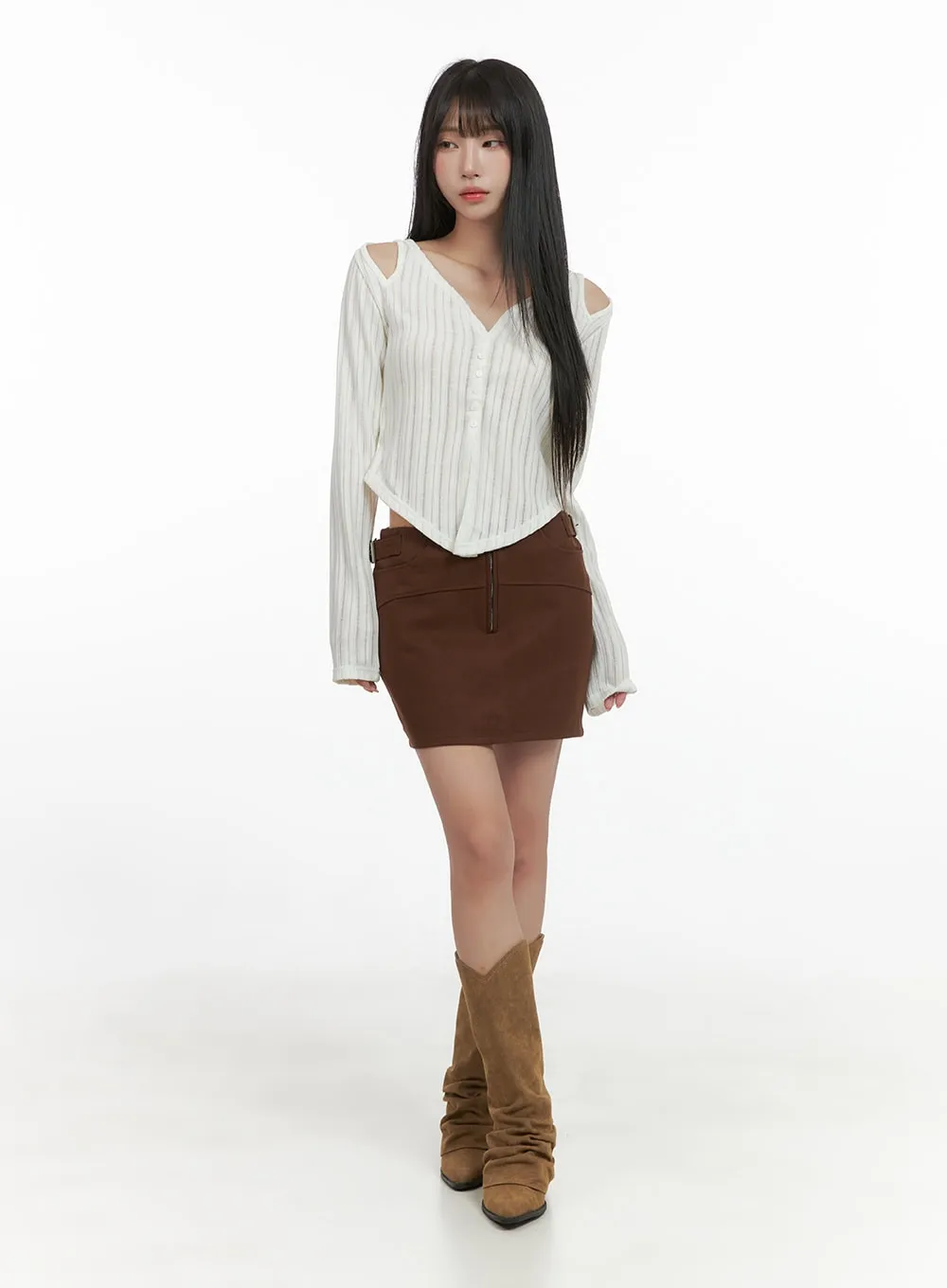 Belted Zip Mini Skirt CS403 sold by Lewkin product image thumbnail 2