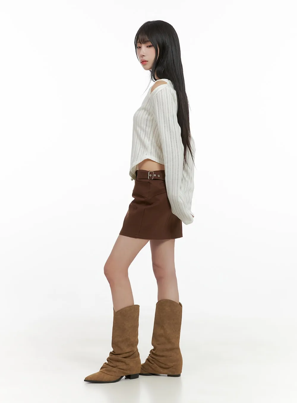 Belted Zip Mini Skirt CS403 sold by Lewkin product image thumbnail 3