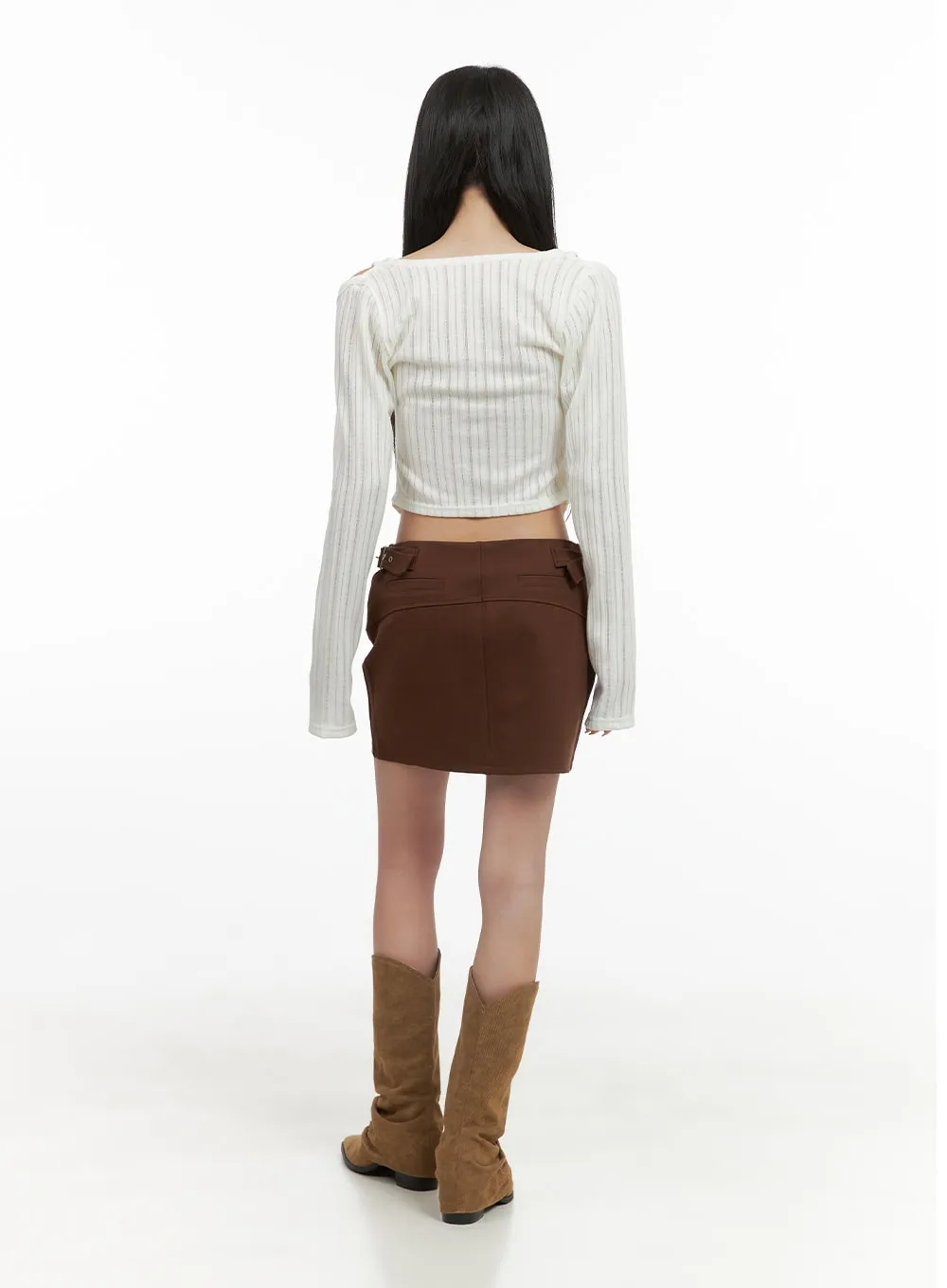 Belted Zip Mini Skirt CS403 sold by Lewkin product image thumbnail 4