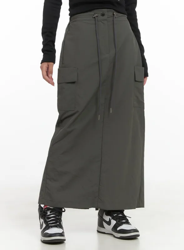 Cargo Nylon Maxi Skirt CS403 sold by Lewkin