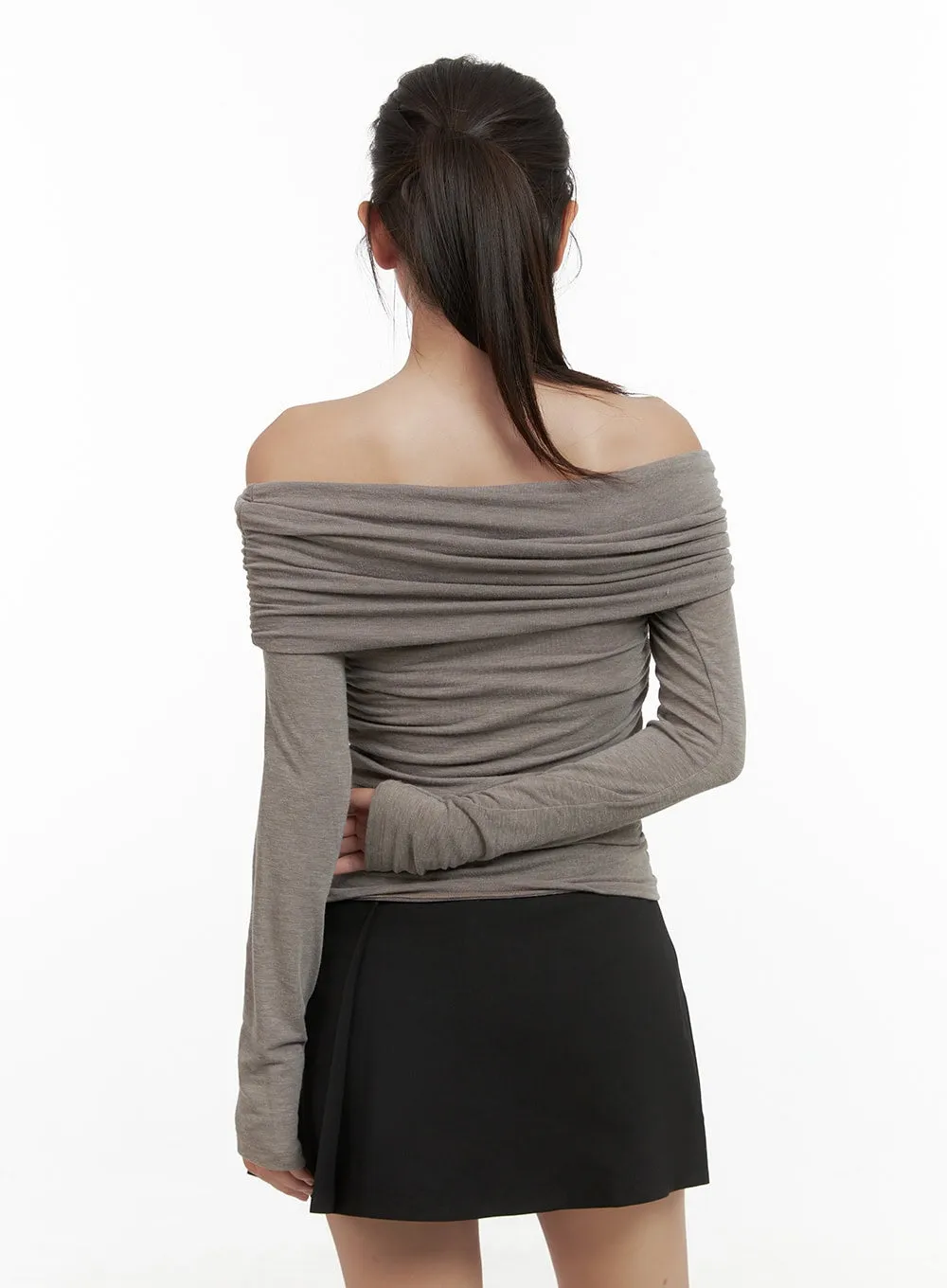 Cotton Shirred Off-Shoulder Long Sleeve CS404 sold by Lewkin product image thumbnail 4