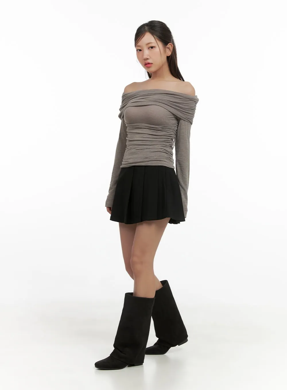 Cotton Shirred Off-Shoulder Long Sleeve CS404 sold by Lewkin product image thumbnail 2