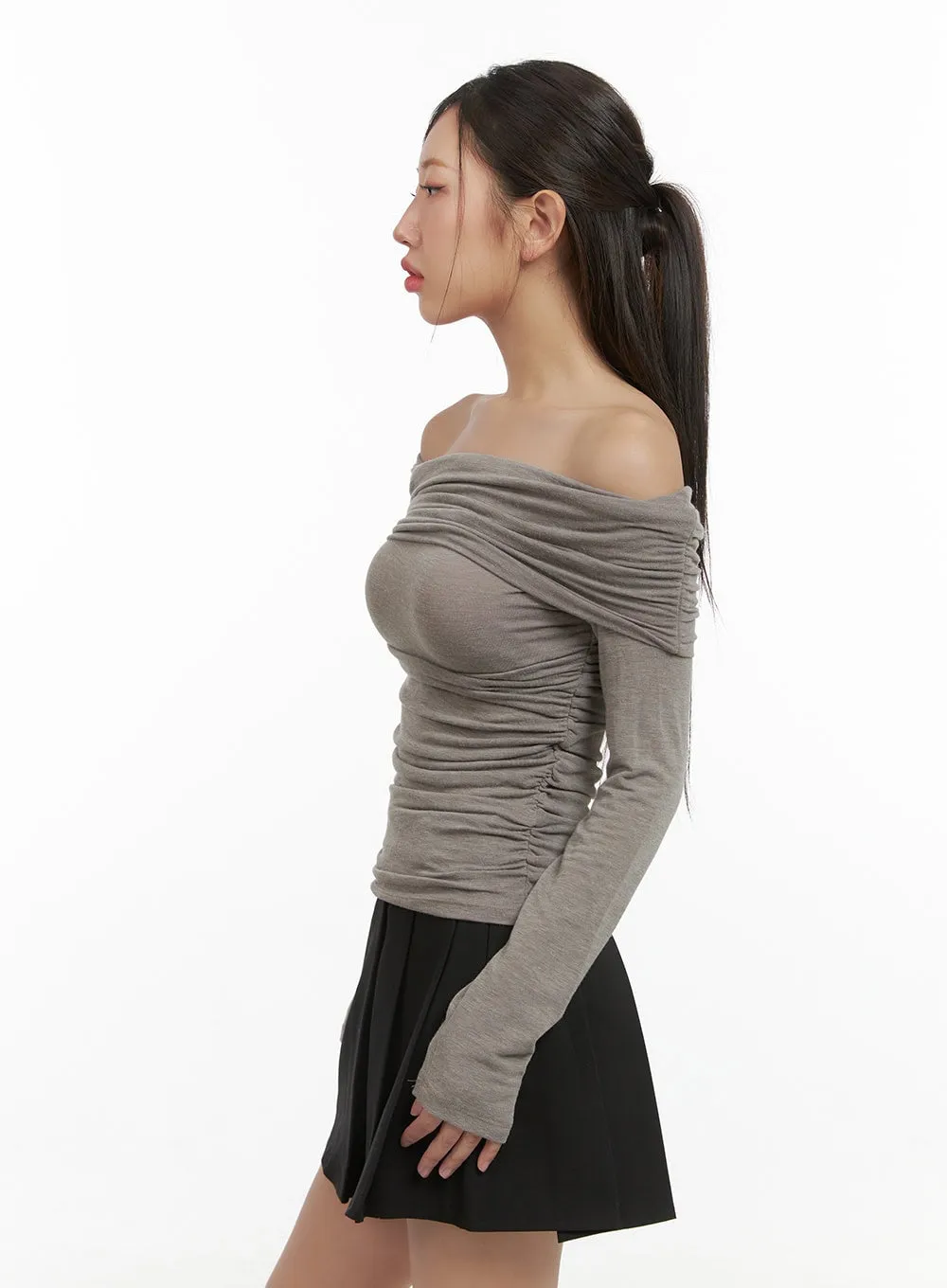 Cotton Shirred Off-Shoulder Long Sleeve CS404 sold by Lewkin product image thumbnail 3