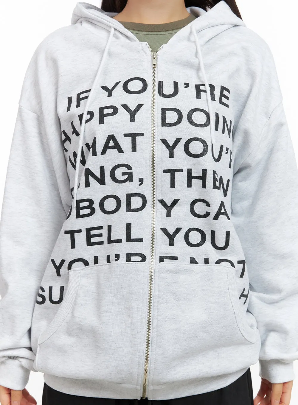Oversize Lettering Cotton Zip Hoodie CS404 sold by Lewkin product image thumbnail 3