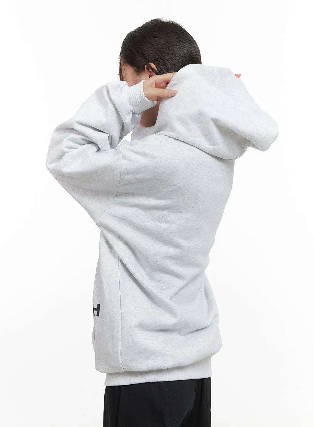 Oversize Lettering Cotton Zip Hoodie CS404 sold by Lewkin product image thumbnail 5