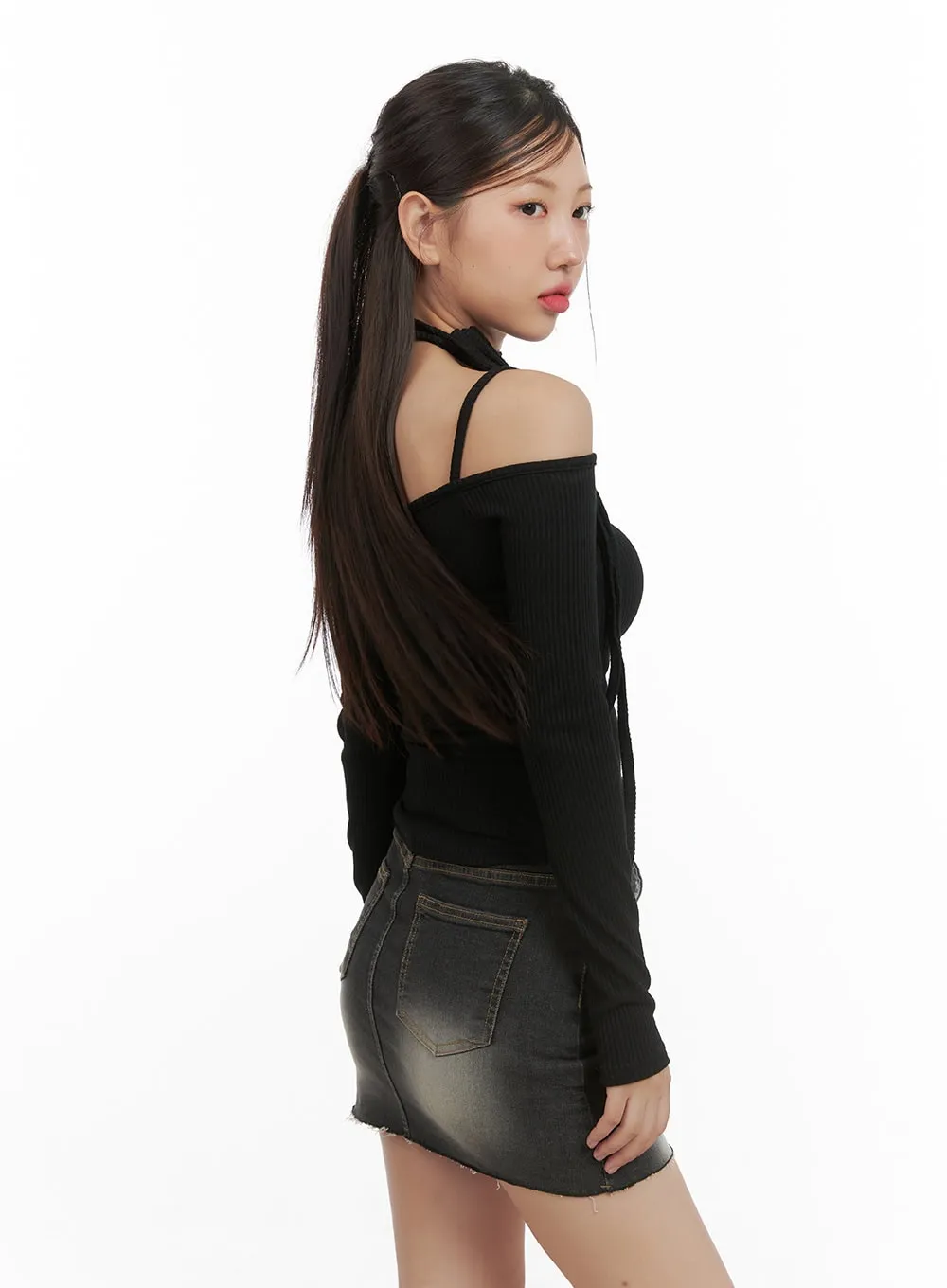 Balletcore Off-Shoulder Long Sleeve Tee CS405 sold by Lewkin product image thumbnail 4