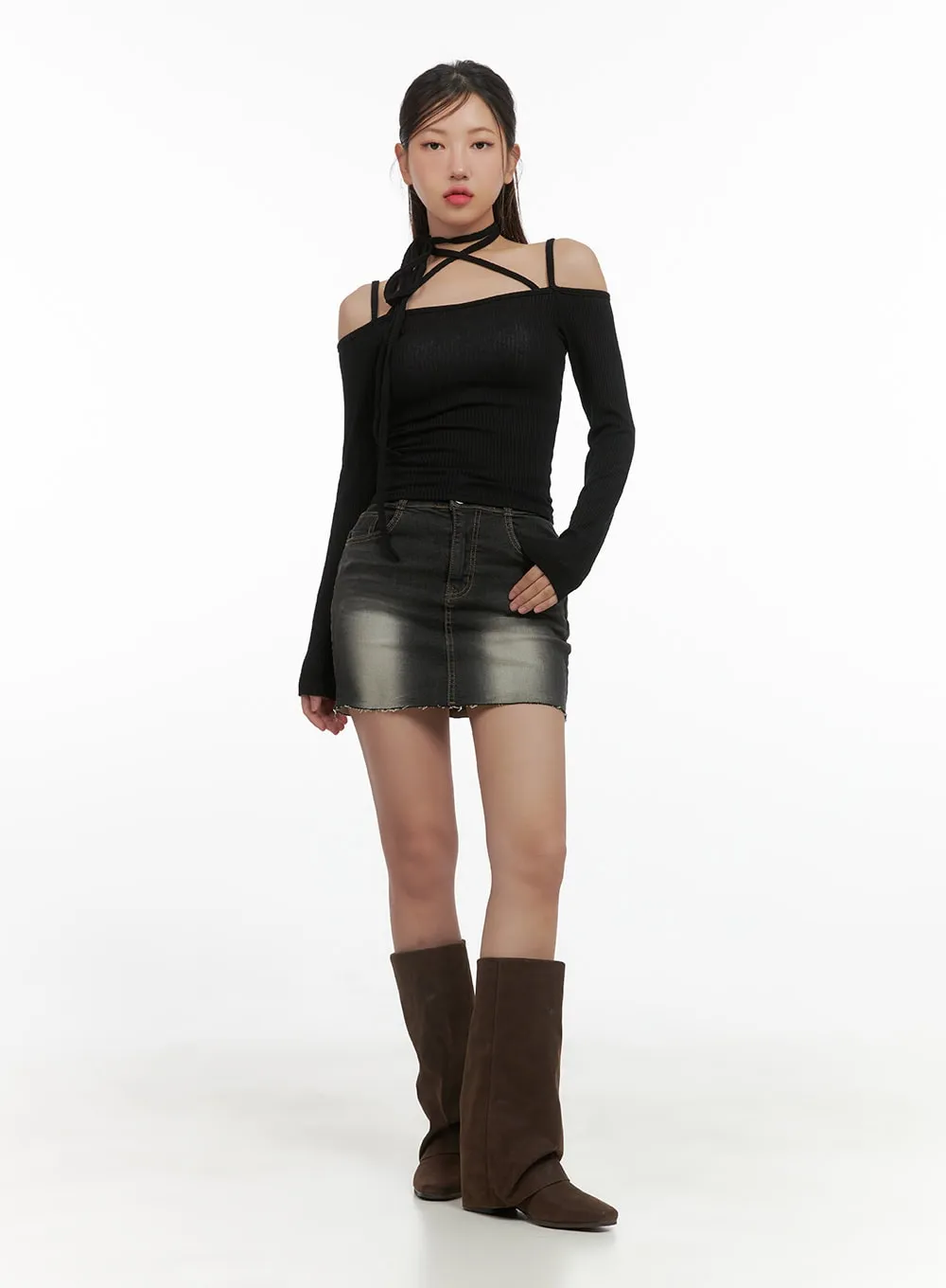 Balletcore Off-Shoulder Long Sleeve Tee CS405 sold by Lewkin product image thumbnail 2