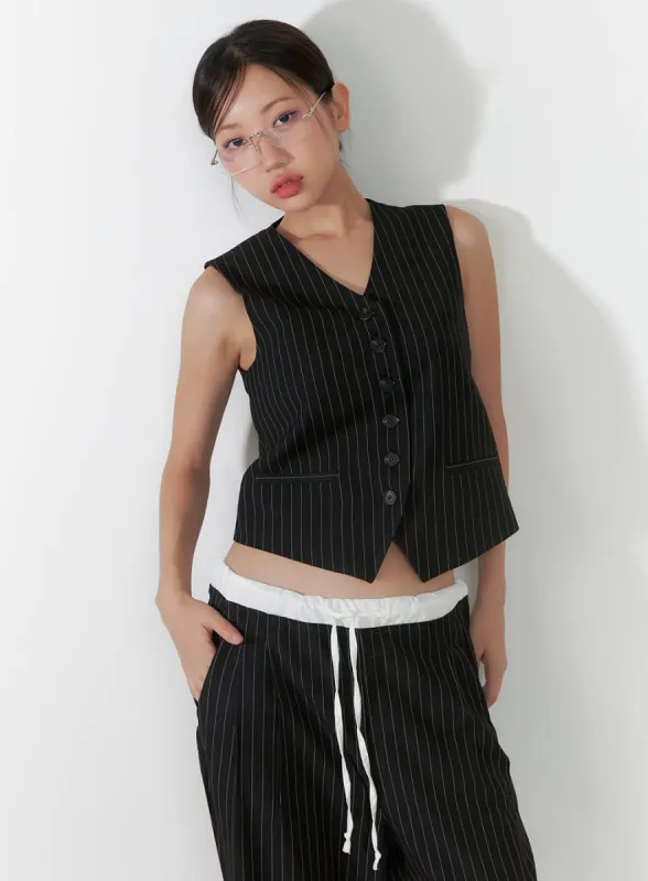 Striped V-Neck Vest CS405 sold by Lewkin