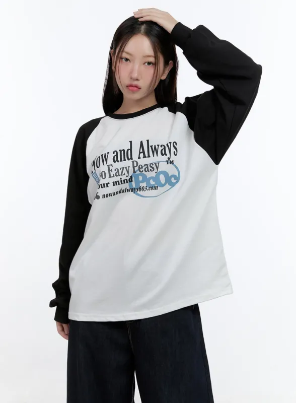 Baggy Lettering Raglan Long Sleeve CS406 sold by Lewkin