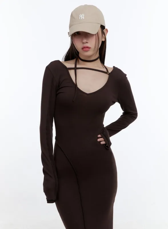 Elegant Slit V-Neck Maxi Skirt CS406 sold by Lewkin