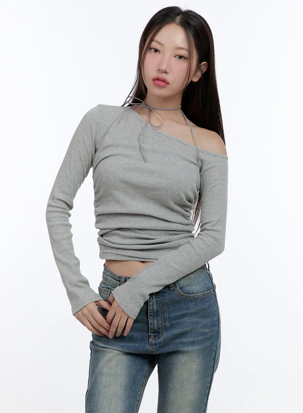 Chic Shirred One-Shoulder Top CS406 sold by Lewkin