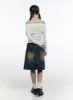 Vintage Wash Denim Midi Skirt CS406 sold by Lewkin