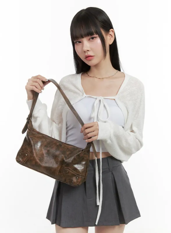 Faux Leather Studded Shoulder Bag OS409 sold by Lewkin