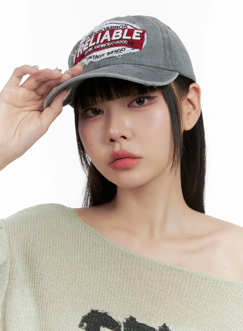 Patchwork Lettering Baseball Cap OS409 sold by Lewkin product image thumbnail 3