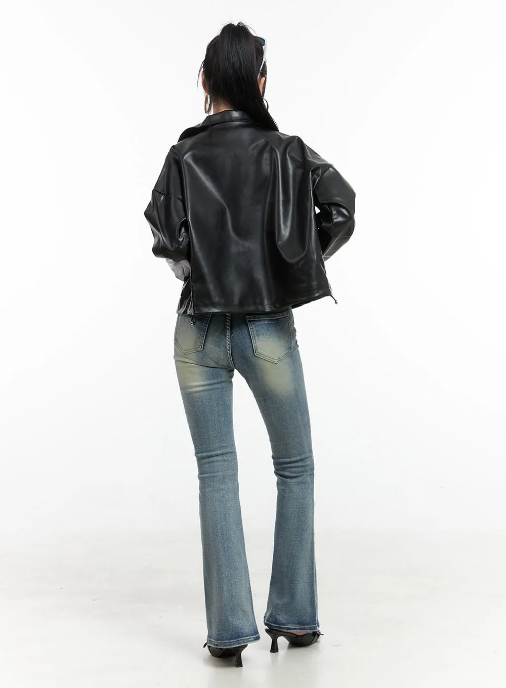 Two-Way Leather Zipper Jacket OS409 sold by Lewkin product image thumbnail 4