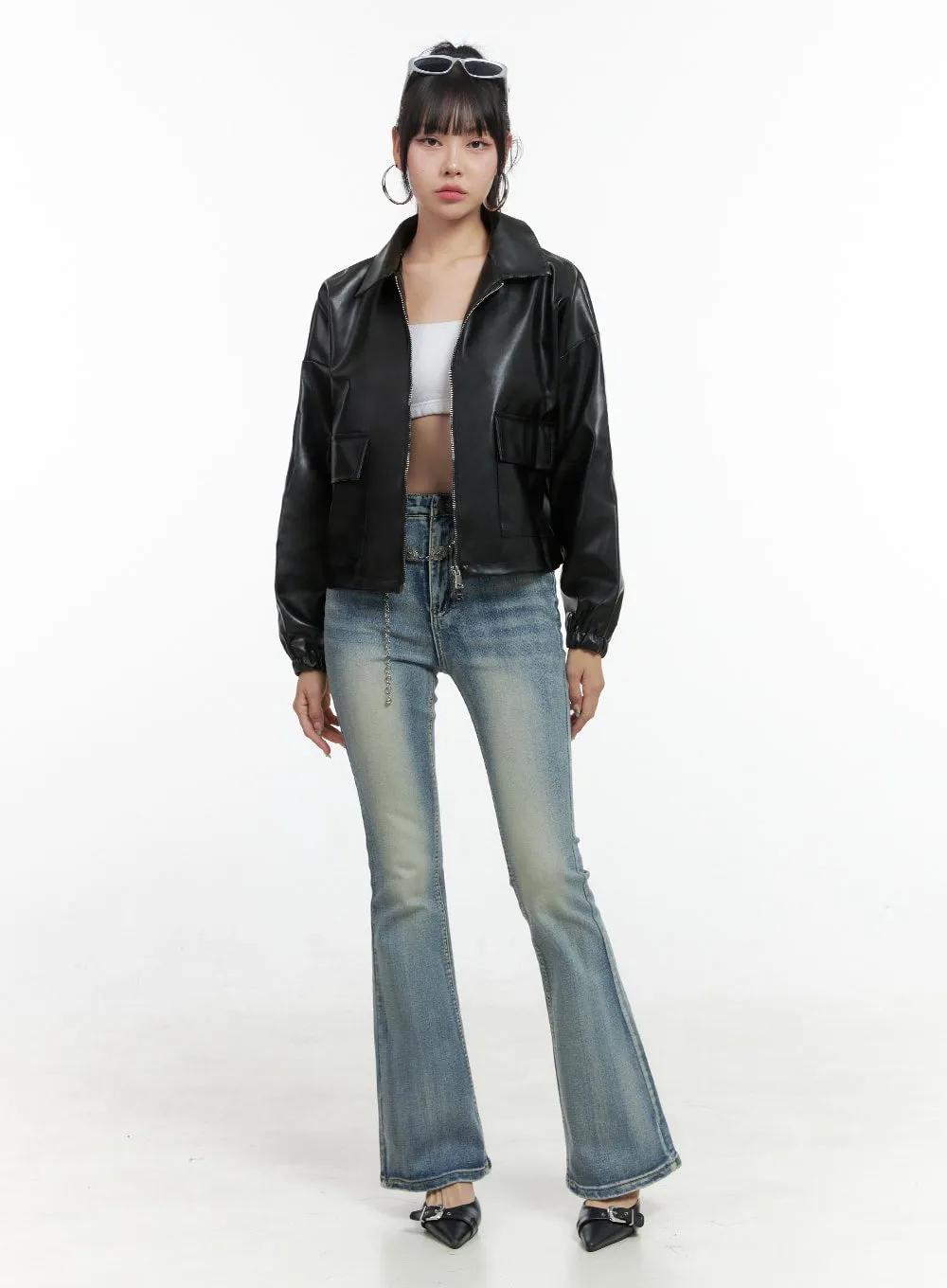 Two-Way Leather Zipper Jacket OS409 sold by Lewkin product image thumbnail 2