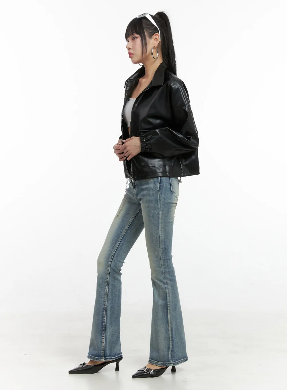 Two-Way Leather Zipper Jacket OS409 sold by Lewkin product image thumbnail 3