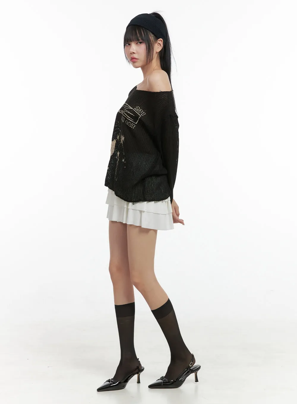 Banded Ruffle Mini Skirt OS409 sold by Lewkin product image thumbnail 5