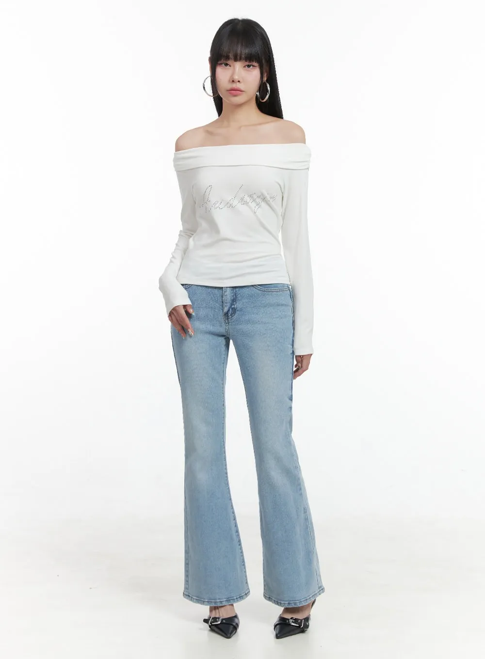 Lettering Off-Shoulder Slim Top OS409 sold by Lewkin product image thumbnail 3