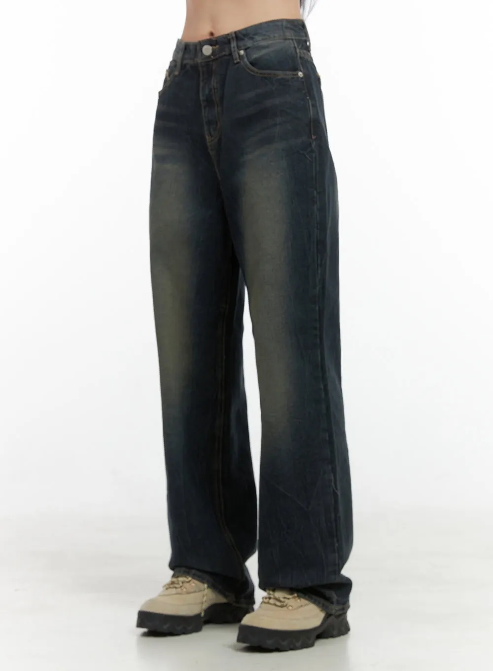 Aurora Deep-Washed Wide Leg Jeans OS410 sold by Lewkin product image thumbnail 4