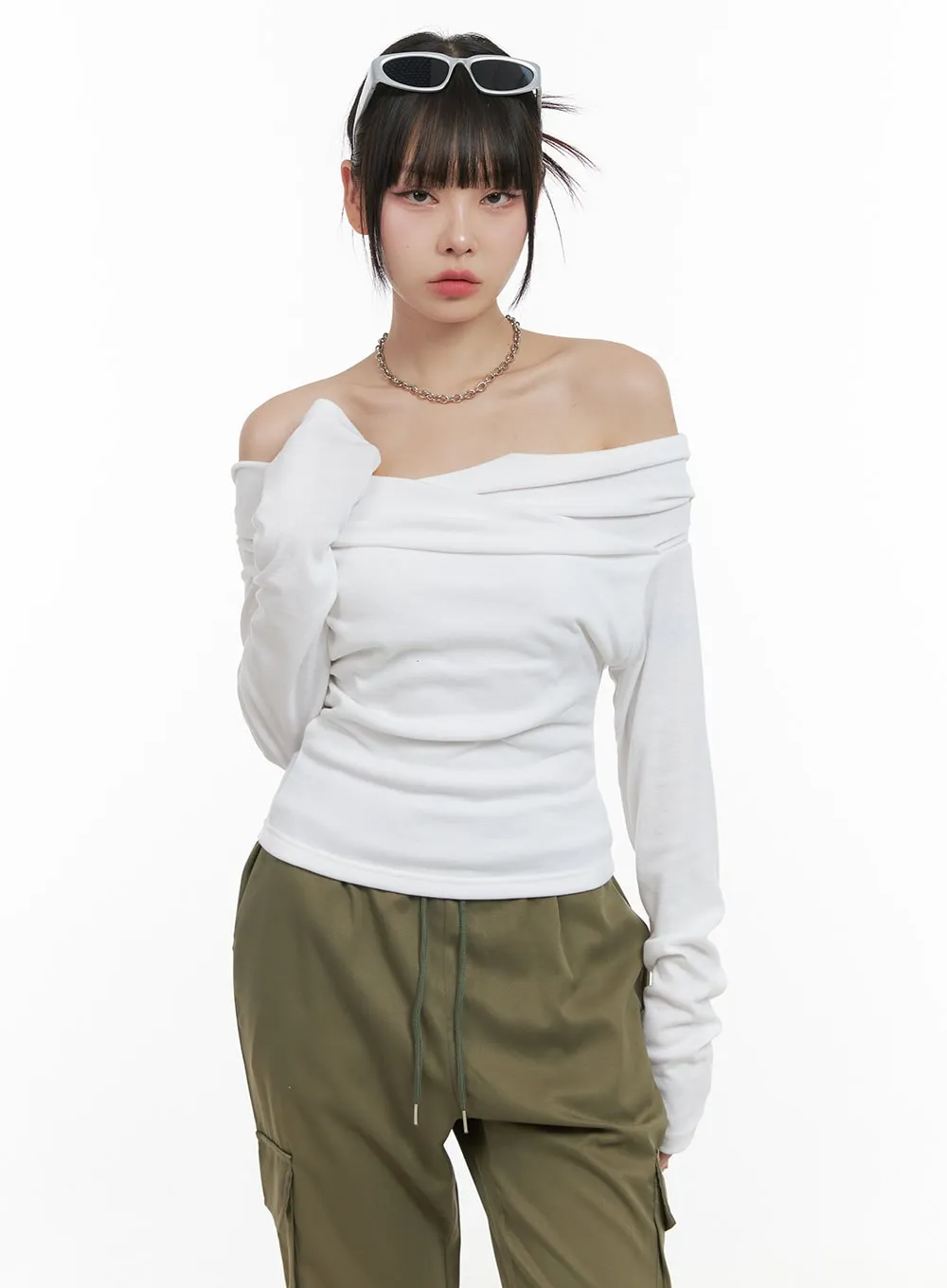 Elegant Off-Shoulder Crop Top OS410 sold by Lewkin product image thumbnail 4