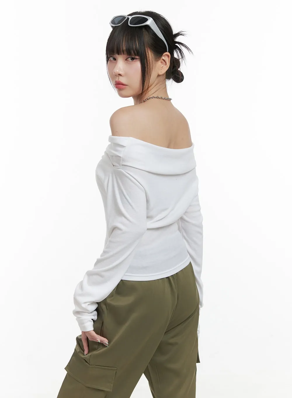 Elegant Off-Shoulder Crop Top OS410 sold by Lewkin product image thumbnail 5