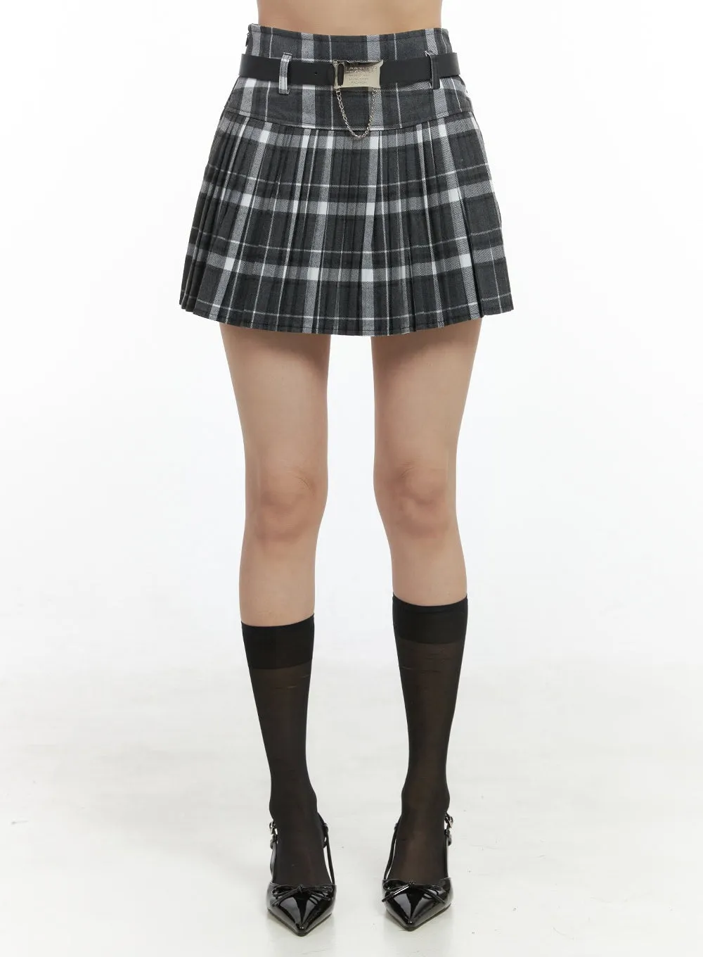 Pleated Check Mini Skirt Set OS410 sold by Lewkin product image thumbnail 2