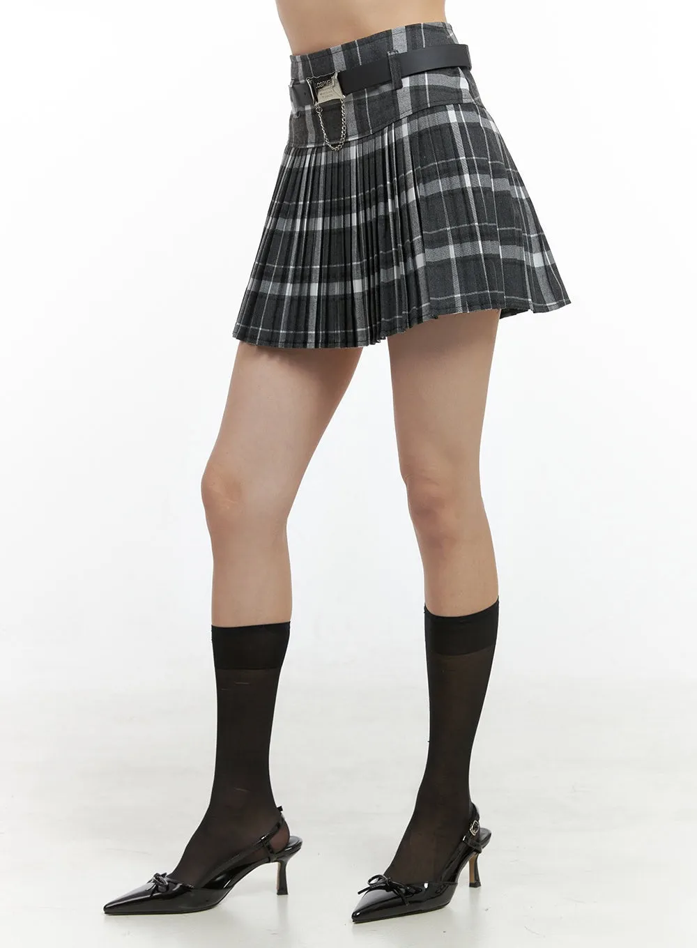 Pleated Check Mini Skirt Set OS410 sold by Lewkin product image thumbnail 4