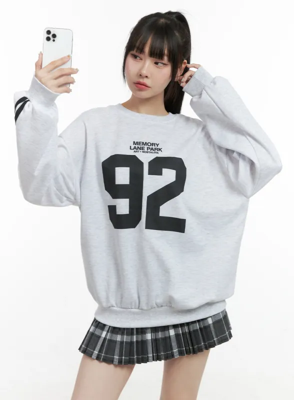 Loose Fit Lettering Sweatshirt OS410 sold by Lewkin