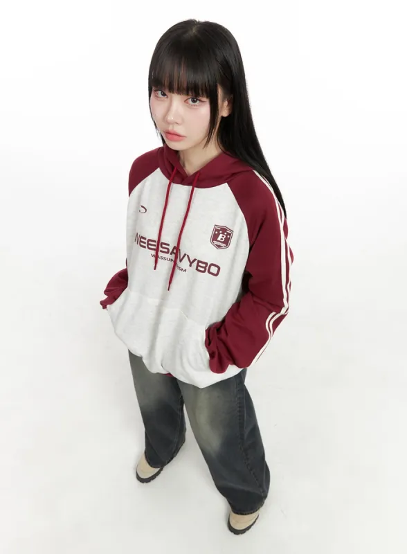 Graphic Lettered Cotton Hoodie OS410 sold by Lewkin