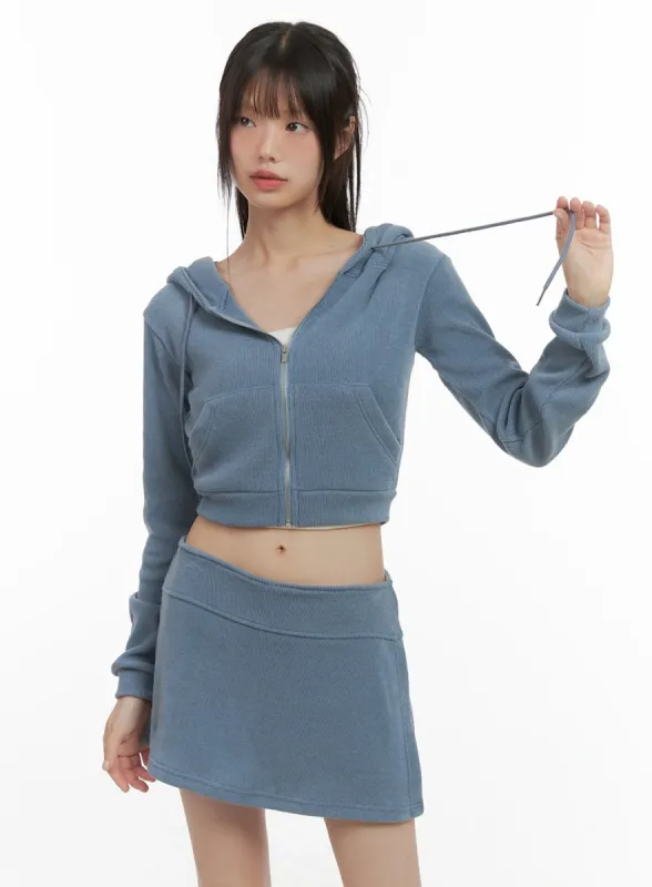 Zippered Hooded Crop Top CS410 sold by Lewkin