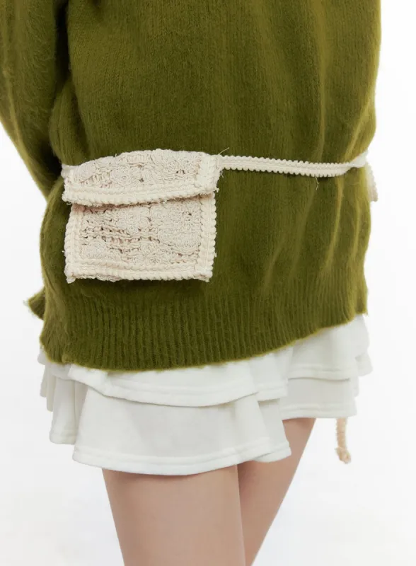 Elegant Lace Cotton Belt with Pocket CS410 sold by Lewkin