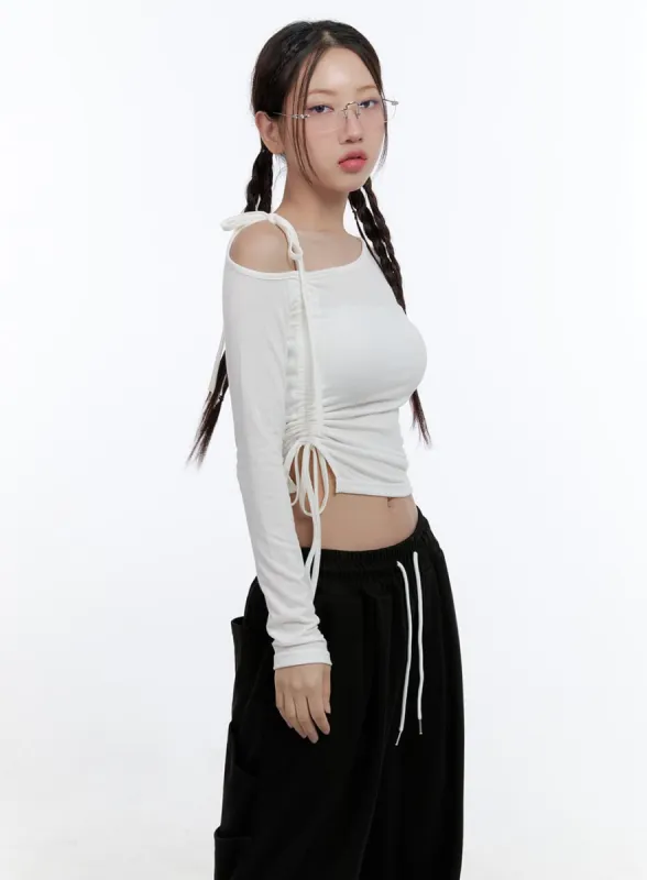 Ruffled One-Shoulder Crop Top CS410 sold by Lewkin