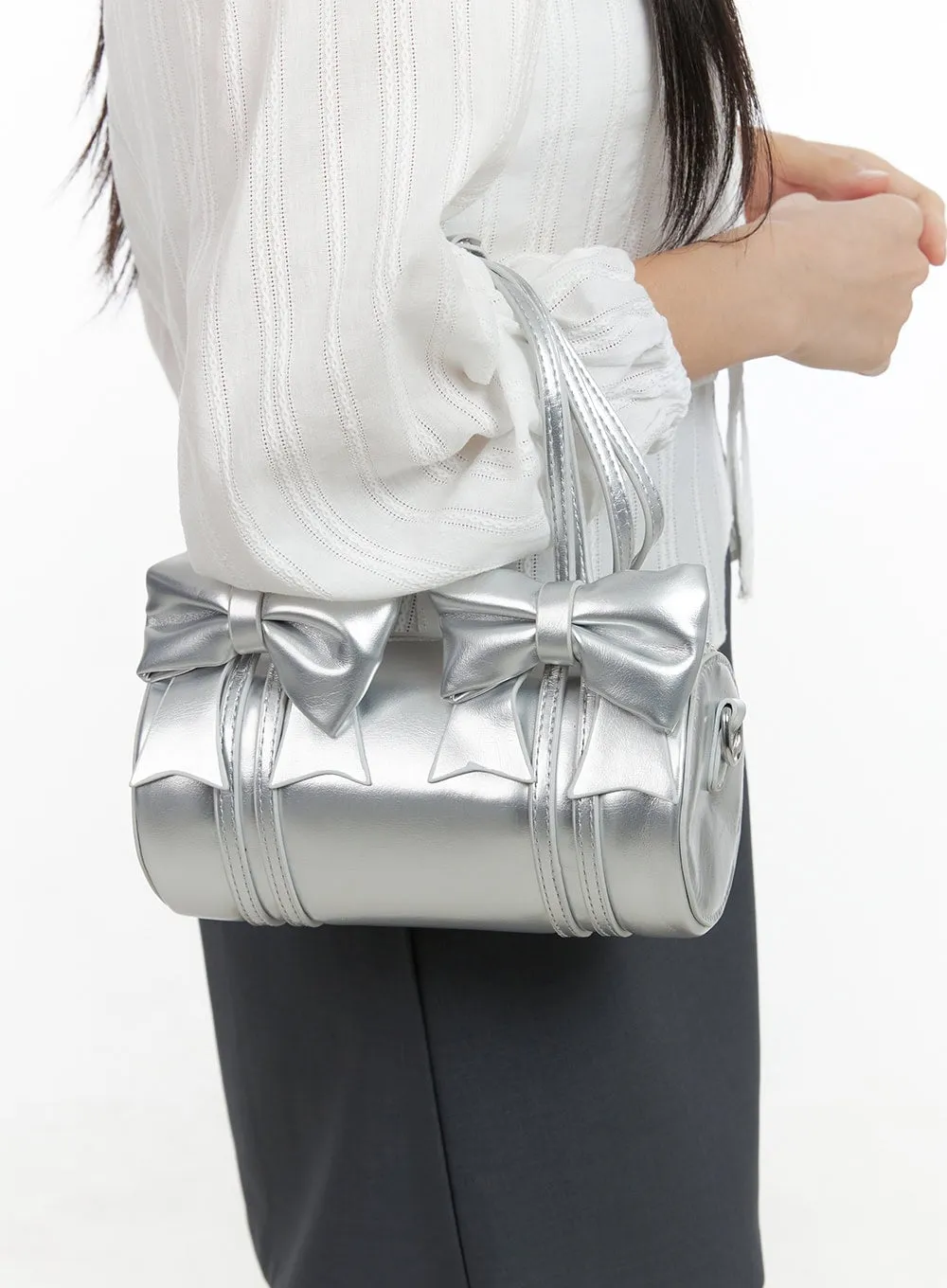 CharmRibbon Faux Leather Tote OS411 sold by Lewkin product image thumbnail 5