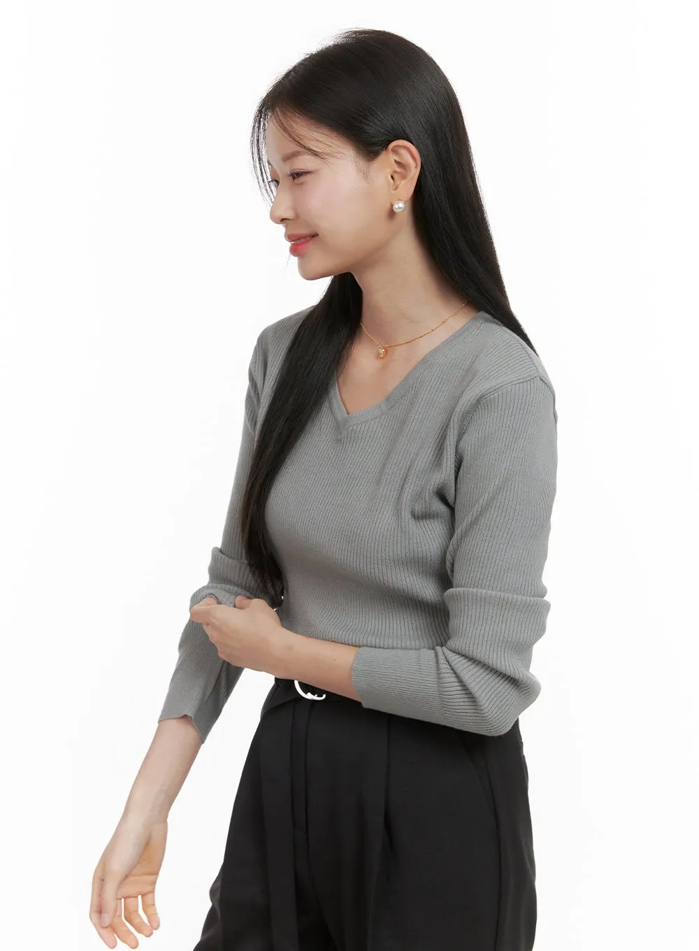 Warm V-Neck Solid Sweater OS411 sold by Lewkin product image thumbnail 5