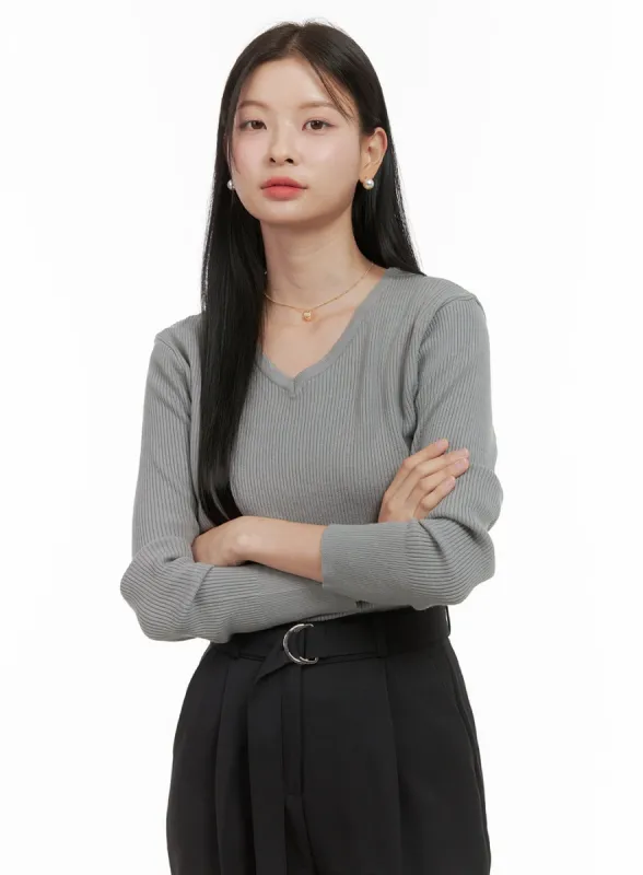 Warm V-Neck Solid Sweater OS411 sold by Lewkin