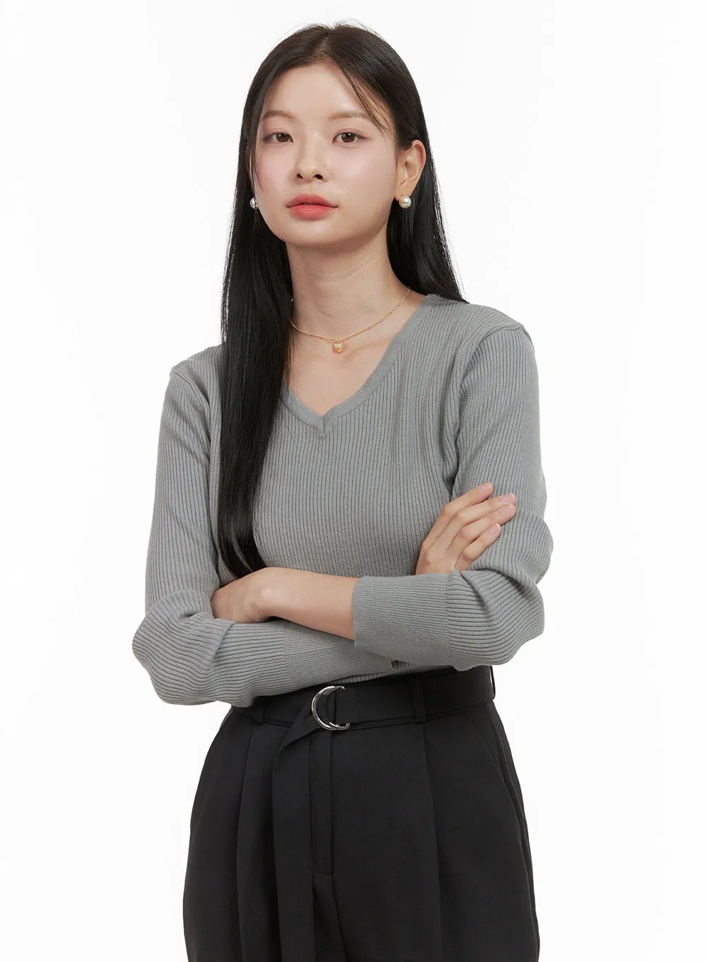 Warm V-Neck Solid Sweater OS411 sold by Lewkin