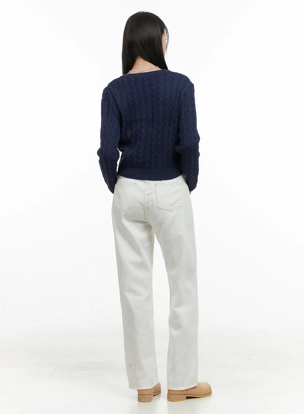 Oversized V-Neck Knit Crop Sweater OS411 sold by Lewkin product image thumbnail 3