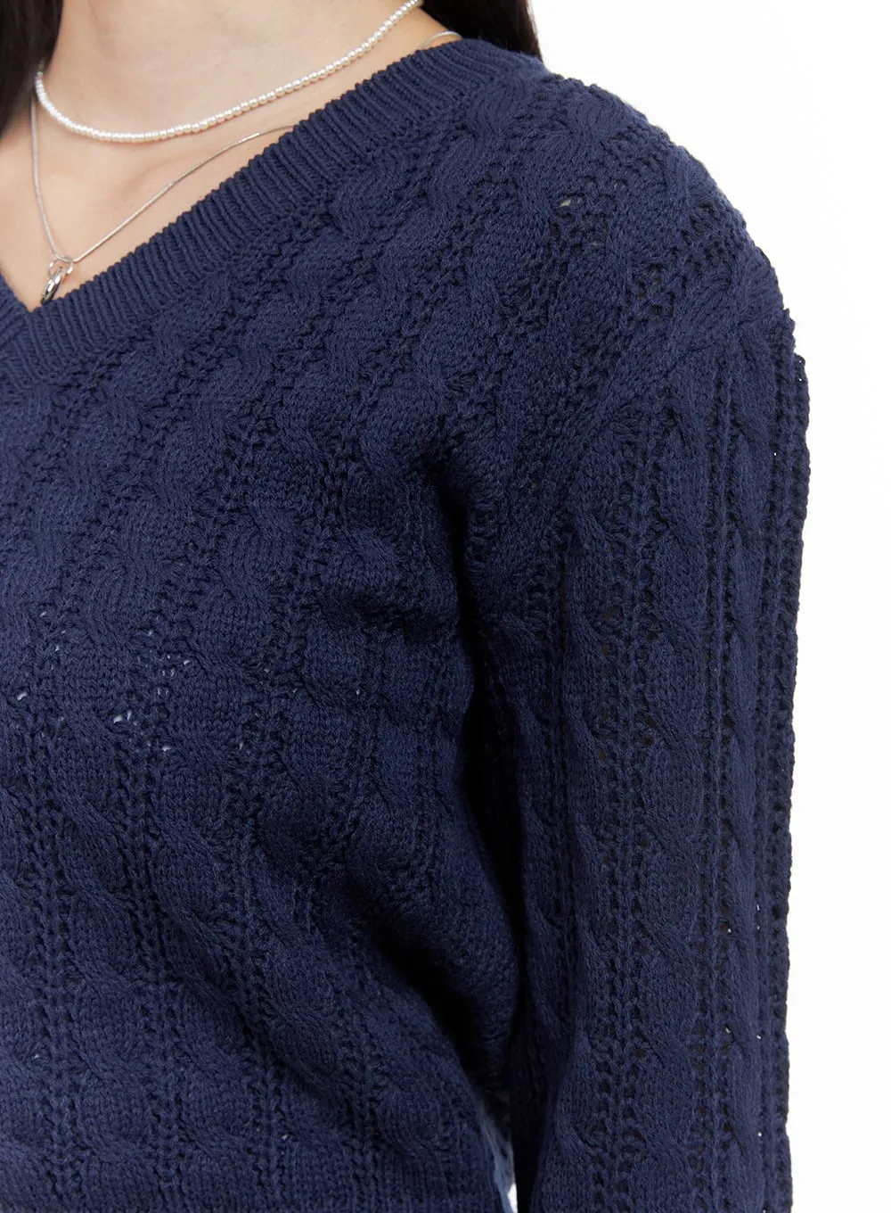 Oversized V-Neck Knit Crop Sweater OS411 sold by Lewkin product image thumbnail 4