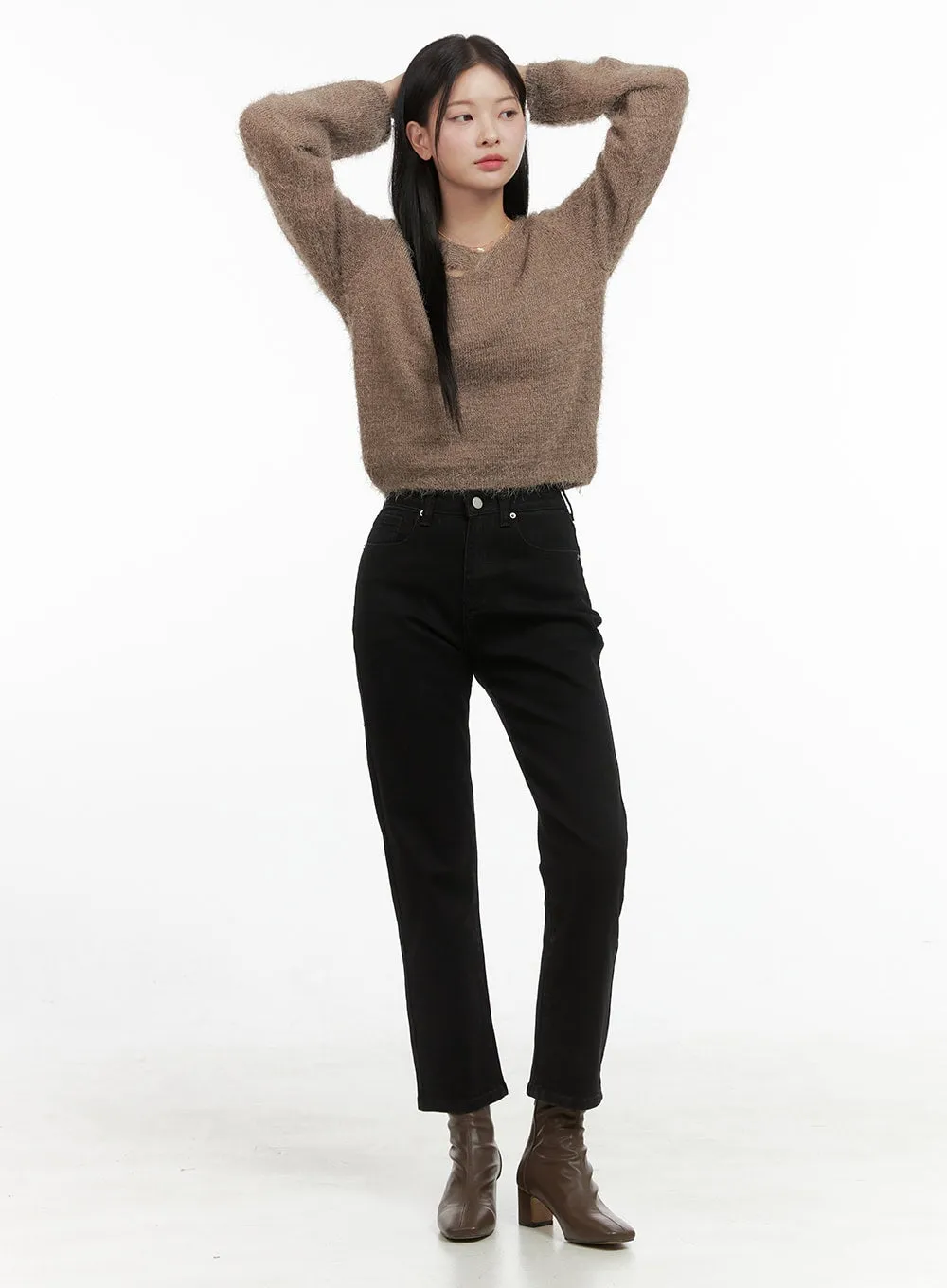 Sleek Straight Leg Cotton Pants OS411 sold by Lewkin