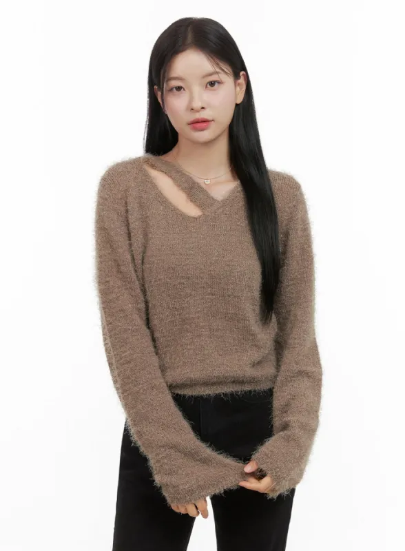 Modern V-Neck Cut-Out Top OS411 sold by Lewkin