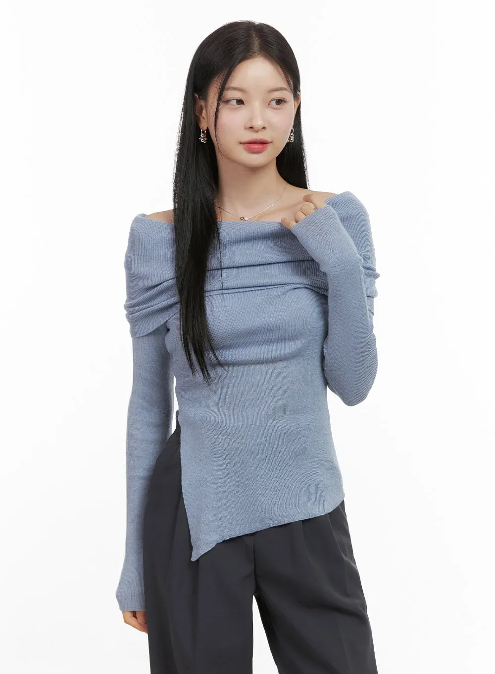 Edgy Asymmetric Long Sleeve Blouse OS411 sold by Lewkin