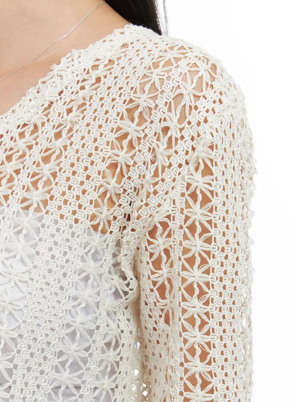 Sleek Buttoned V-Neck Crop Cardigan OS411 sold by Lewkin product image thumbnail 4