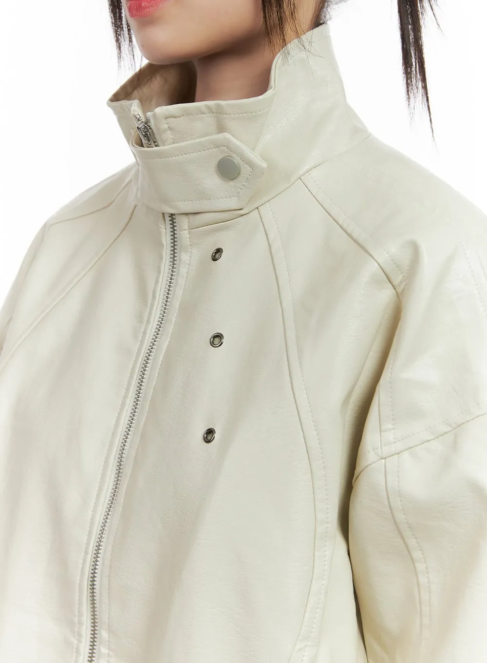 Refined Button-Up Leather Jacket CS412 sold by Lewkin product image thumbnail 3