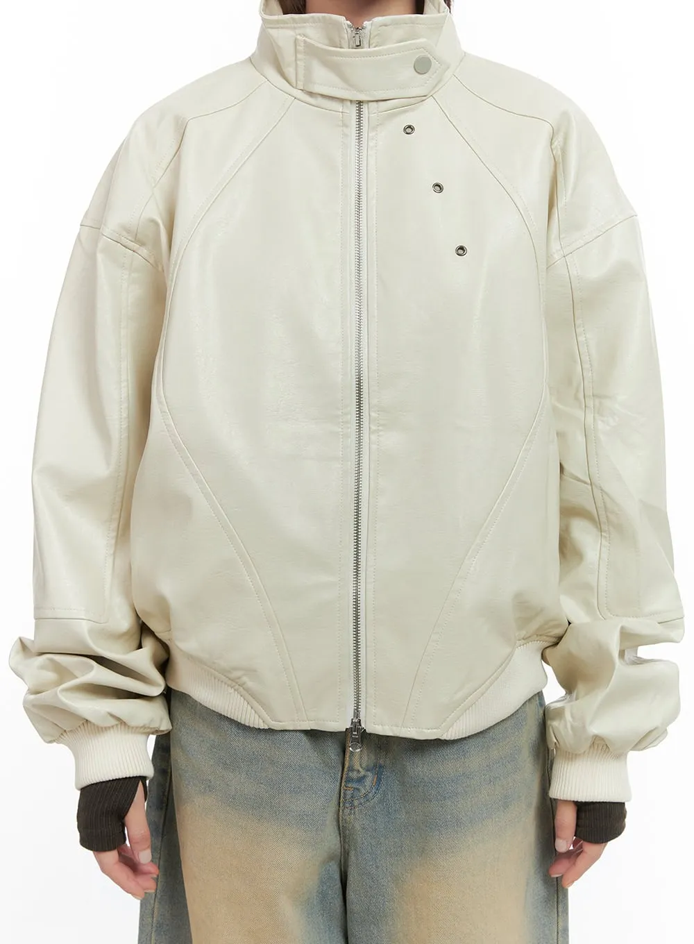 Refined Button-Up Leather Jacket CS412 sold by Lewkin product image thumbnail 4