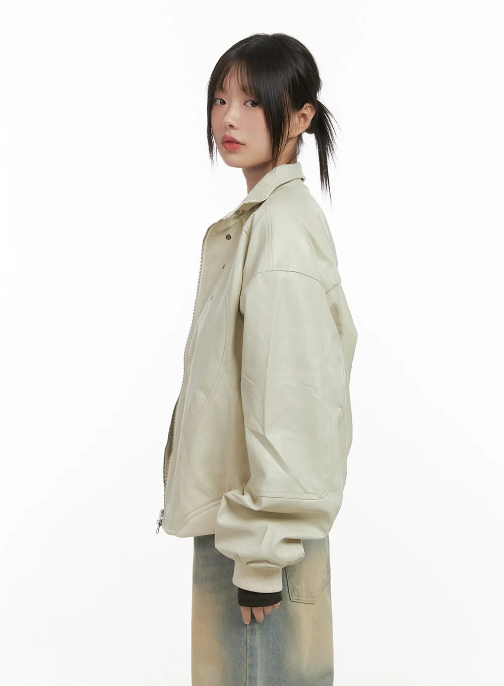 Refined Button-Up Leather Jacket CS412 sold by Lewkin product image thumbnail 5