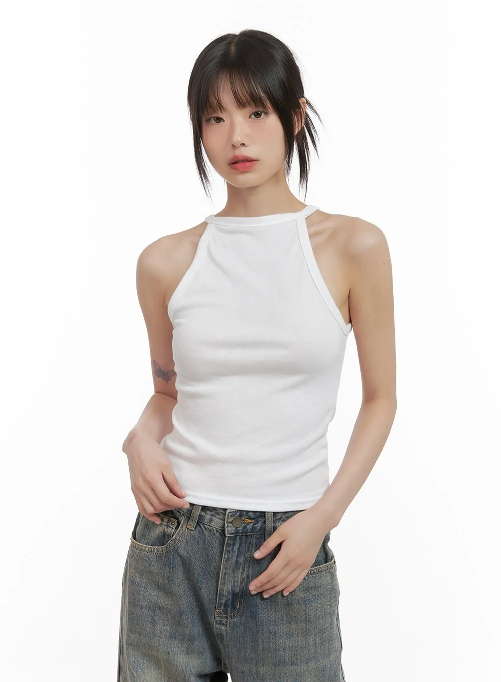 Tailored Solid Sleeveless Top CS412 sold by Lewkin