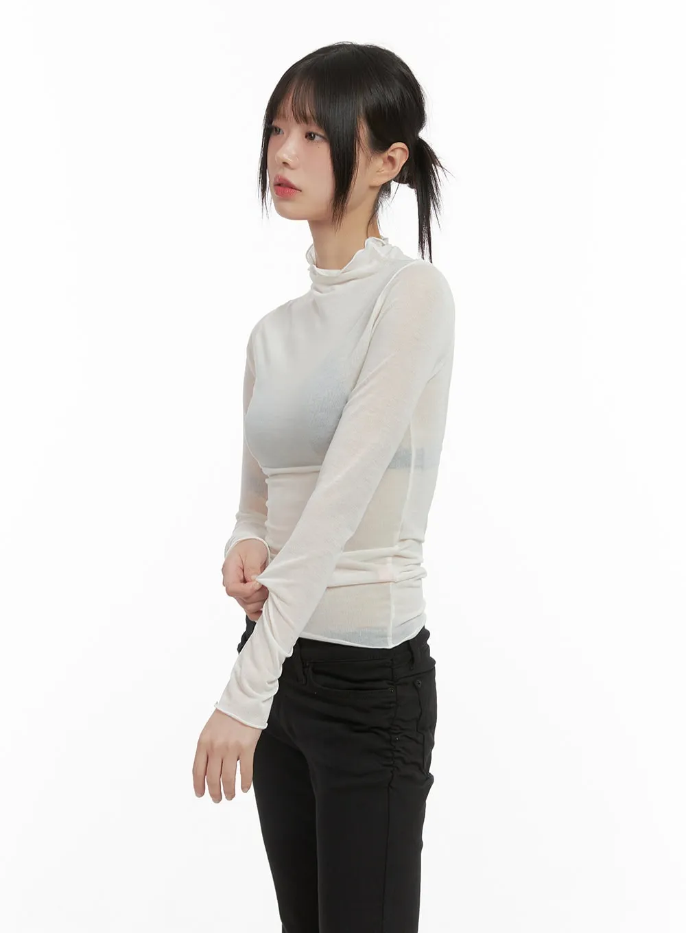 Chic Sheer Cotton Turtleneck Tee CS412 sold by Lewkin product image thumbnail 4